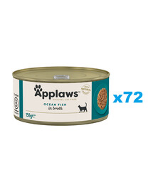 APPLAWS Cat Adult Ocean Fish in Broth ookeaniline kala puljongis 72x156 g