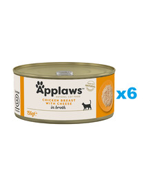 APPLAWS Cat Adult Chicken Breast with Cheese in Broth kanafilee juustuga puljongis 6x156 g
