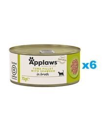 APPLAWS Cat Adult Tuna with Seaweed in Broth märgtoit kassidele 6 × 70 g Tuunikala vetikatega puljongis