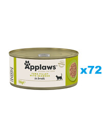 APPLAWS Cat Adult Tuna with Seaweed in Broth tuunikala meremerevetikatega puljongis 72x156 g