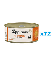 APPLAWS Cat Adult Chicken Breast with Pumpkin in Broth kanafilee ja kõrvits puljongis 72x156 g