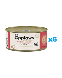 APPLAWS Cat Adult Chicken Breast with Duck in Broth kanafilee pardiga puljongis 6x156 g
