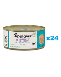 APPLAWS Cat Kitten Tuna in Broth märgtoit kassipoegadele 24 × 70 g Tuunikala puljongis kassipoegadele