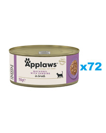 APPLAWS Cat Adult Mackerel with Sardine in Broth makrell ja sardiin puljongis 72x156 g