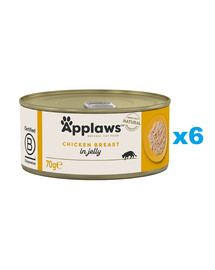APPLAWS Cat Adult Chicken Breast in Jelly märgtoit kassidele 6 × 70 g Kanafilee tarretises