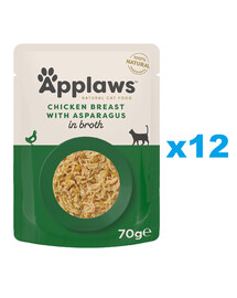 APPLAWS Cat Adult Pouch Chicken Breast with Asparagus in Broth kana ja spargel puljongis 12x70 g