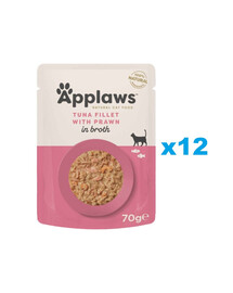 APPLAWS Cat Adult Pouch Tuna Fillet with Prawns in Broth tuunikalafilee krevettidega puljongis 12x70 g