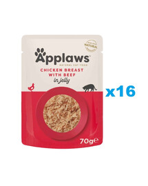 APPLAWS Cat Adult Pouch Chicken Breast with Beef in Jelly kanafilee veiselihaga tarretises 16x70 g