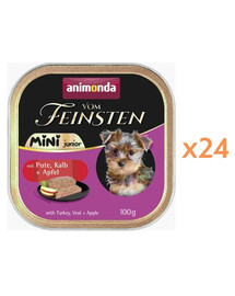 ANIMONDA Vom Feinsten Mini Junior z indykiem, cielęciną i jabłkiem 24x100g mokra karma dla szczeniąt małych ras