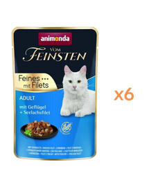 ANIMONDA Vom Feinsten Fines mit Filets Adult Drób i filet z mintaja 6x85g mokra karma dla kotów
