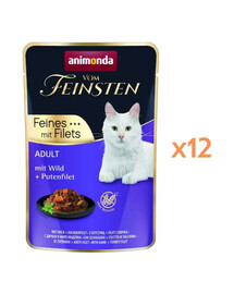 ANIMONDA Vom Feinsten Fines mit Filets Adult Dziczyzna i filet z indyka 12x85g mokra karma dla kotów
