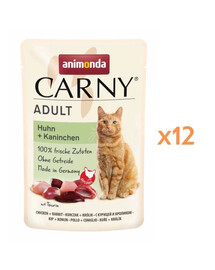 ANIMONDA Carny Adult Pouch Kurczak i królik 12x85g mokra karma dla kotów