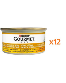 GOURMET Gold kawałki w sosie z kurczakiem i wątróbką dla kota 12x85 g