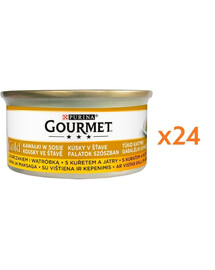 GOURMET Gold kawałki w sosie z kurczakiem i wątróbką dla kota 24x85 g