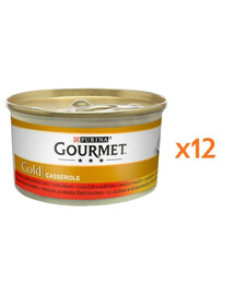 GOURMET Gold Casserole z wołowiną i kurczakiem w sosie 12x85 g