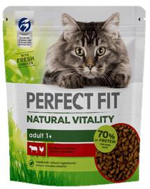 Natural Vitality 1+ z Wołowiną i Kurczakiem 650 g - sucha karma dla dorosłych kotów