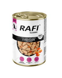 RAFI Classic Indyk i marchewka w sosie 1240 g mokra karma dla psów wszystkich ras