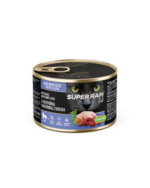 SUPER RAFI Cat z przepiórką i wątróbką z królika 185g mokra dla kota