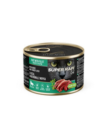 SUPER RAFI Cat z gęsią i wątróbką z indyka 185g mokra dla kotów sterylizowanych