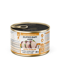 SUPER RAFI Mini z przepiórką i wątróbką z kaczki 185g mokra karma dla psów małych ras