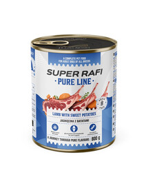 SUPER RAFI Pure Line jagnięcina z batatami 800g mokra karma dla psa