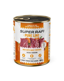SUPER RAFI Pure Line kaczka z batatami 800g mokra karma dla psa