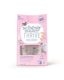 SCHESIR Baby Thrive Kurczak z wątróbką kurczaka w kremie 20x8 g Uzupełniająca karma dla kociąt