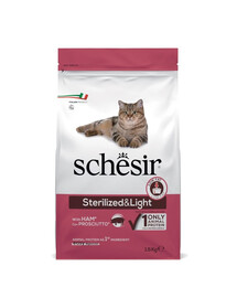 SCHESIR Original Sterilized and Light Szynka 1,5 kg karma sucha dla kota po sterylizacji i lekkostrawna