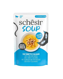 SCHESIR Soup Tuńczyk z kalmarami 40 g uzupełniająca zupa dla kotów