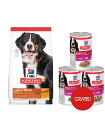HILL'S Science Plan Adult Dog Large Dry Chicken kurczak 14 kg dla dużych ras + 3 puszki mokrej karmy HILL's GRATIS