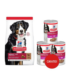 HILL'S Science Plan Canine Adult Large Breed Lamb&Rice karma dla psów dużych ras z jagnięciną i ryżem 14 kg + 3 puszki mokrej karmy HILL's GRATIS