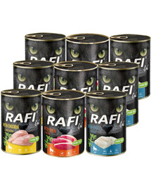 RAFI Cat Adult Mix smaków 9x400 g z dorszem, kurczakiem i z z kaczką, mokra karma dla kotów