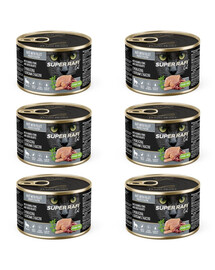 SUPER RAFI Cat z perliczką i sercami z kaczki 6x185g mokra karma dla kotów sterylizowanych