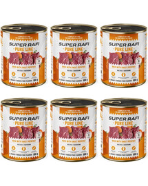 SUPER RAFI Pure Line kaczka z batatami 6x800g mokra karma dla psa