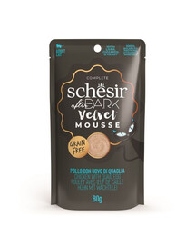 SCHESIR After Dark Velvet Mousse Kurczak z jajkami przepiórczymi saszetka 80 g karma mokra dla kotów