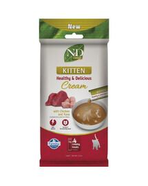 FARMINA N&D Prime Cat Creamy Chicken and Tuna Kitten 60 g z kurczakiem i tuńczykiem, kremowa przysmak dla kociąt