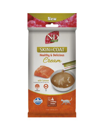 FARMINA N&D Quinoa Cat Skin Coat Cream Salmon 60 g z łososiem, kremowy przysmak dla kotów wspierający zdrowie skóry i sierści