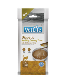 FARMINA Vet Life Cat Diabetic Creamy 60 g z kurczakiem i tuńczykiem, kremowy przysmak dla kotów z cukrzycą