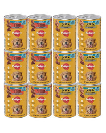 PEDIGREE Adult Mix smaków 400 g dla psów z 3 rodzajami: wołowiną, jagnięciną i kurczakiem i 3 rodzajami drobiu, w musie