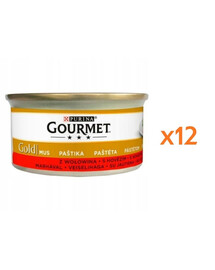 GOURMET Gold Mus z wołowiną dla kota 12x85 g