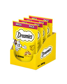 DREAMIES Mega Pack Chrupiące przysmaki dla kota o smaku sera 4x180 g