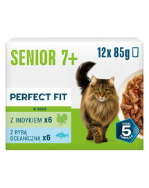 PERFECT FIT Senior 7+ Mix Smaków 12 x 85g mokra karma dla starszych kotów