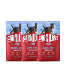 CARNILOVE Active Dog Salmon & Turkey Adult Small Breeds 3x4 kg łosoś i indyk, dla dorosłych psów małych ras