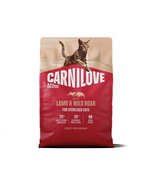 CARNILOVE Active Cat Lamb and Wild Boar Sterilised 2 kg jagnięcina i dzik, dla kotów sterylizowanych