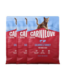 CARNILOVE Active Cat Salmon and Turkey Adult 3x2 kg łosoś i indyk, dla wszystkich kotów dorosłych