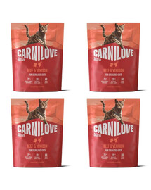 CARNILOVE Active Cat Beef and Venison Sterilised 4x400 g wołowina i dziczyzna, dla kotów sterylizowanych