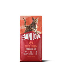 CARNILOVE Active Cat Beef and Venison Sterilised 6 kg wołowina i dziczyzna, dla kotów sterylizowanych