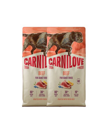 CARNILOVE True Fresh Dog Beef Adult 2x12 kg sucha karma ze świeżą wołowiną dla dorosłych psów
