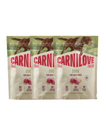 CARNILOVE True Fresh Dog Duck Adult 3x1,5 kg sucha karma ze świeżą kaczką dla dorosłych psów