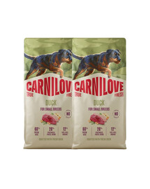 CARNILOVE True Fresh Dog Duck Adult Small Breeds 2X12 kg sucha karma ze świeżą kaczką dla dorosłych psów małych ras